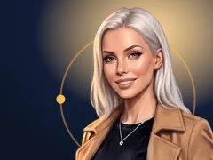 Ava Lindqvist, l'animatrice du guide, qui affiche la distance jusqu'à Planet Bingo sur sa page
