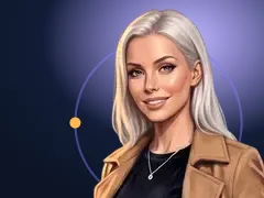 Ava Lindqvist, l'animatrice du guide, qui affiche la distance jusqu'au Starlight Casino sur sa page